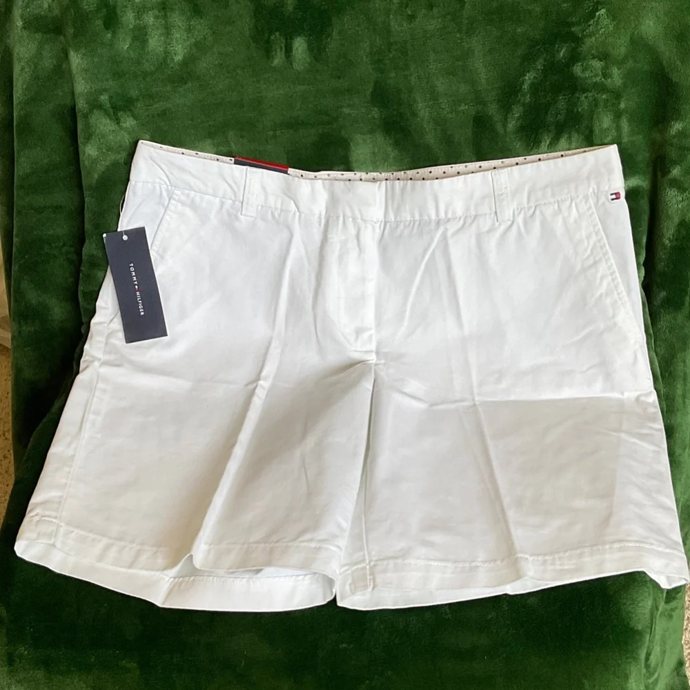 Tommy Hilfiger White Flat Front Shorts